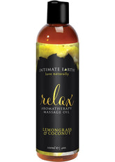 Intimate Earth Relax Aromatherapy Massage Oil Lemongrass & Coconut 4oz